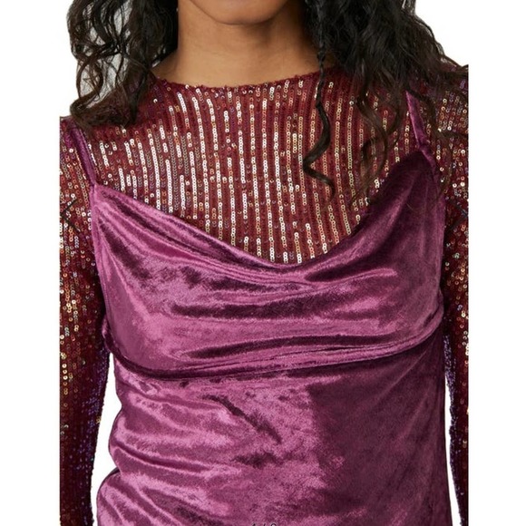 NWT Free People All Night Velvet Camisole in Fig Jam Size XS - Picture 2 of 7